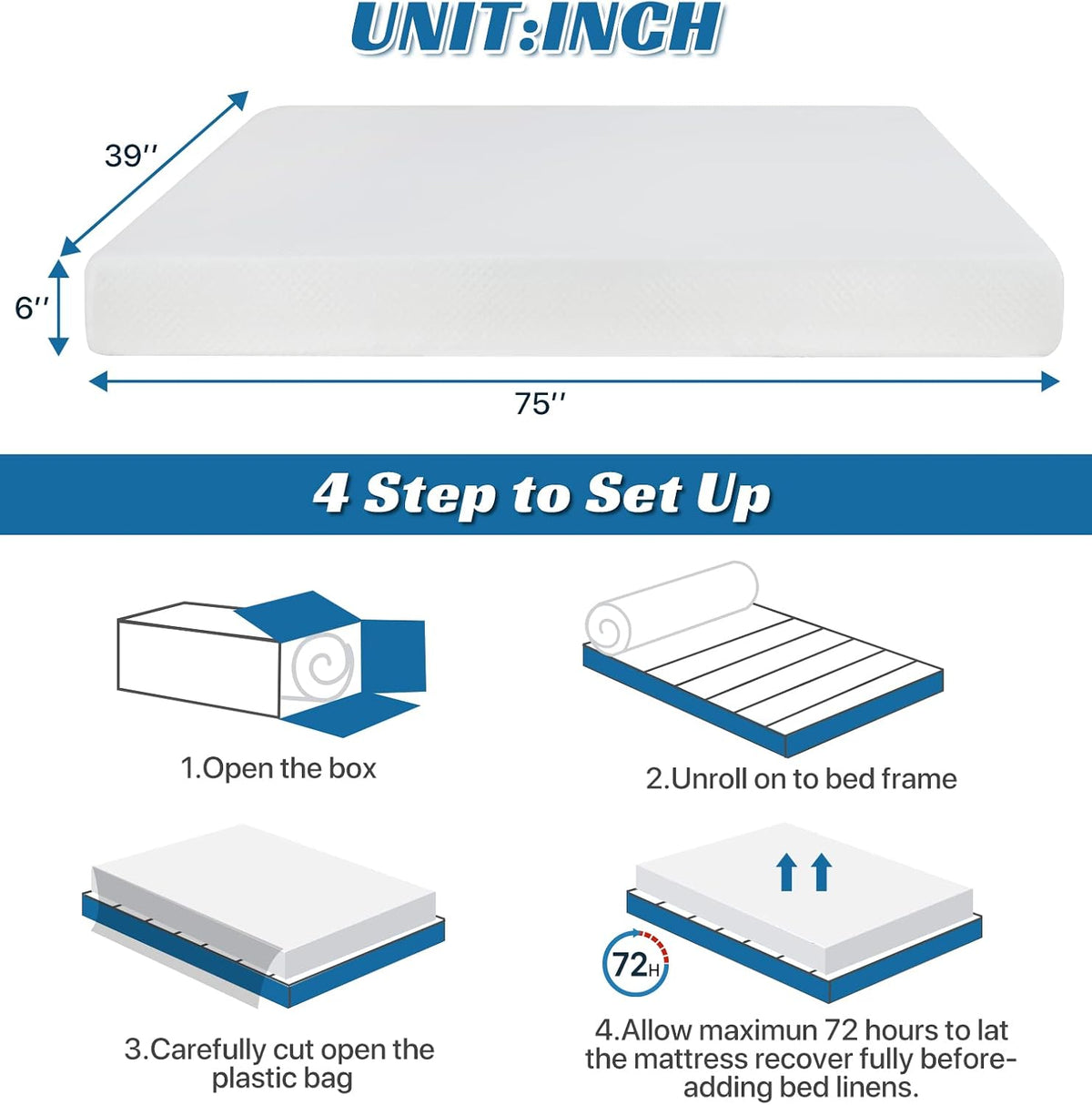 6 Inch Twin Gel Memory Foam Mattress