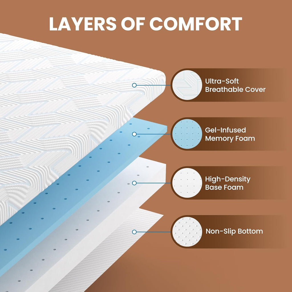 3 Inch King Gel Memory Foam Mattress Topper