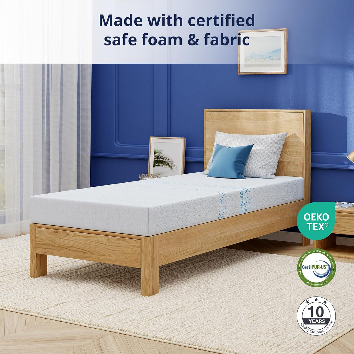 6 Inch Twin Charcoal Gel Memory Foam Mattress